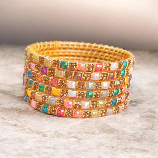 6 Pcs Funky Crystal Kara Bangle