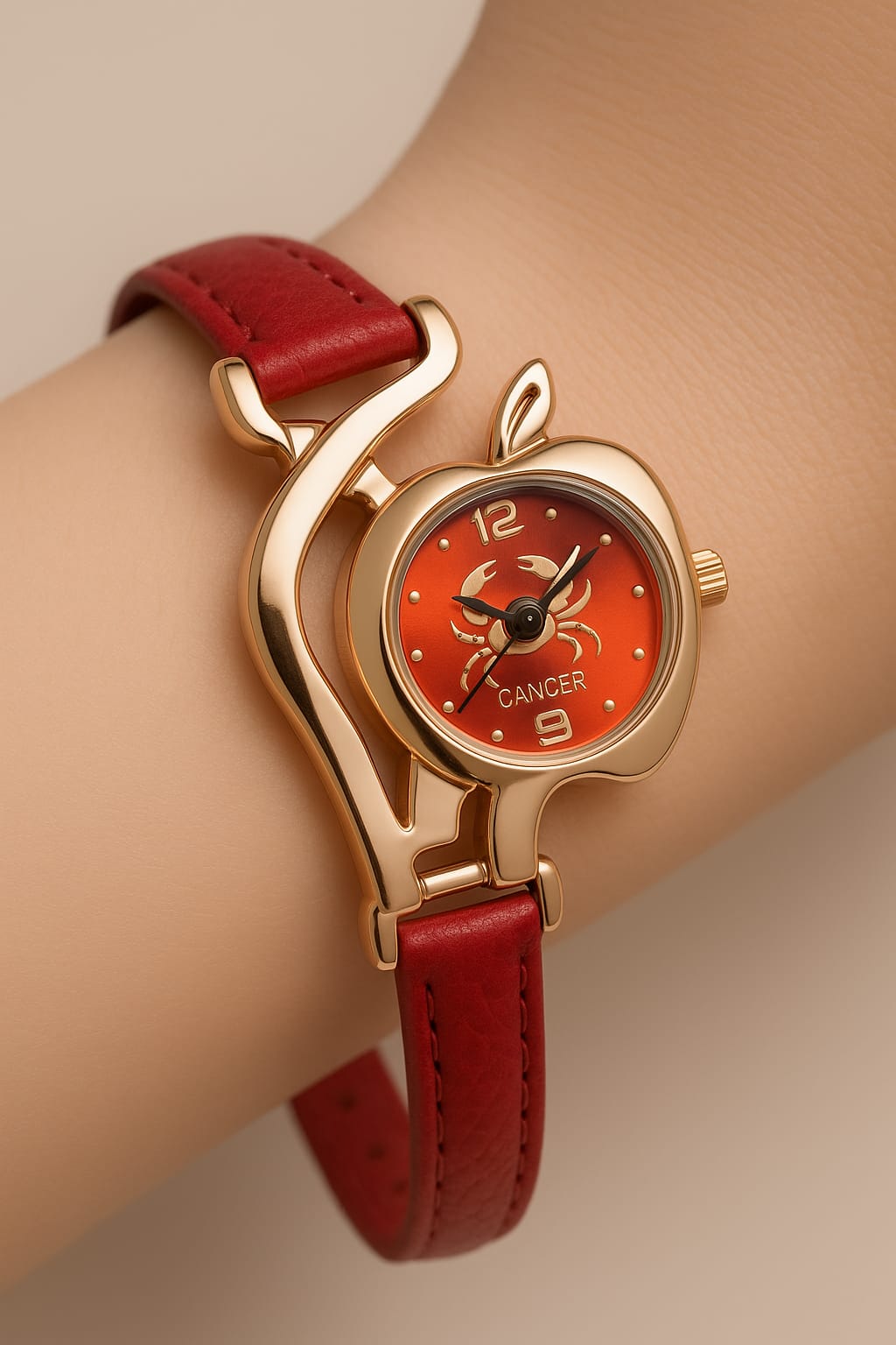 Apple Shape Woman Watch Elegant Design Stylish